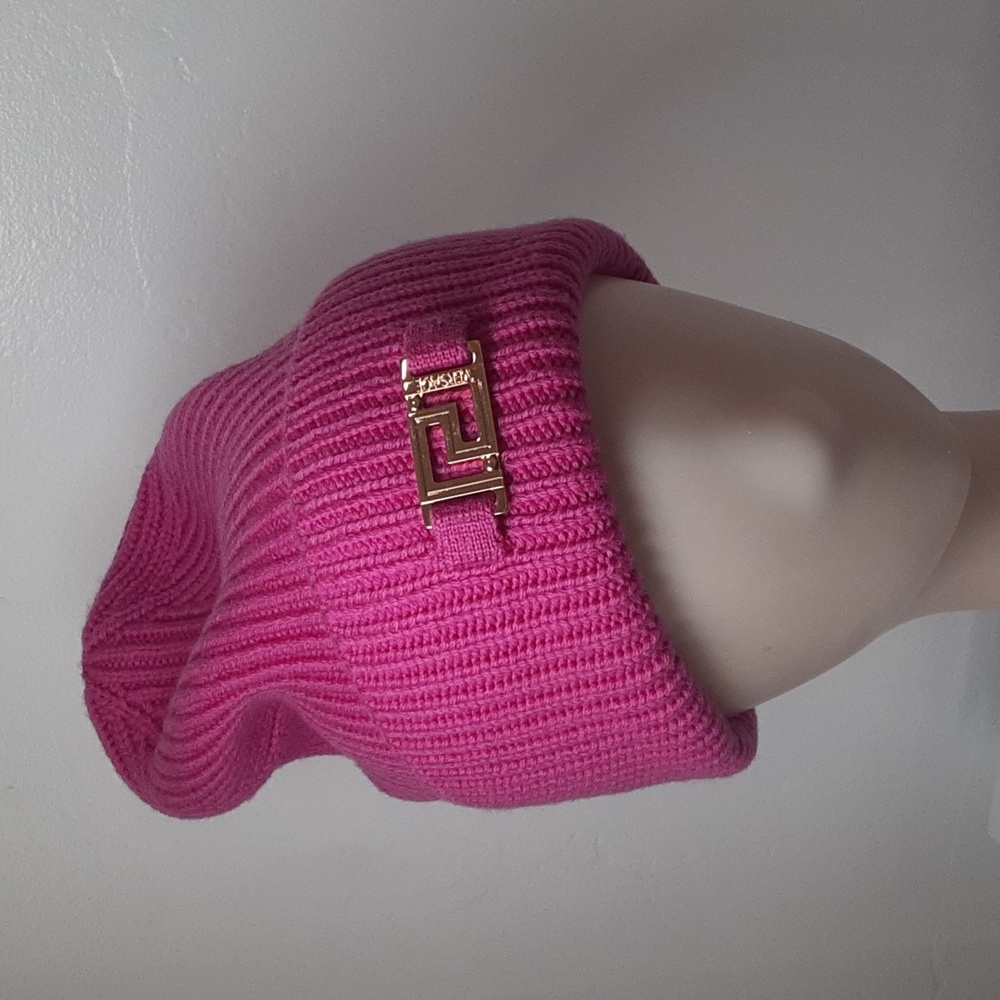 Versace Pink Rib Knit Beanie